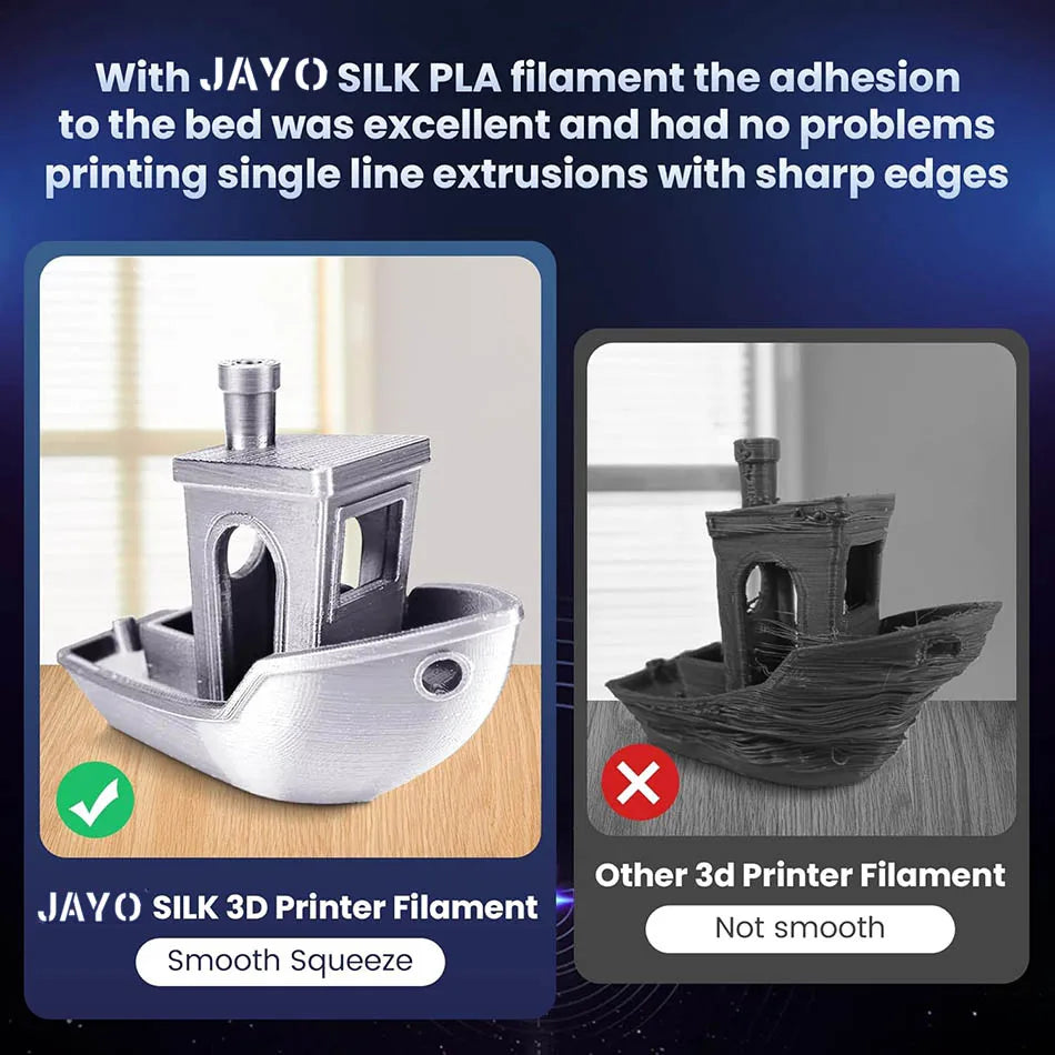 JAYO SILK PLA + Filament 1.75mm SILK PLA Plus Filament 1.1KG Smooth Silky Shiny Surface 3D Filament Fit For FDM Printers
