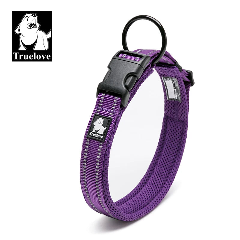 Truelove Adjustable Mesh Padded Pet Dog Collar 3M Reflective Nylon Dog Collar Durable Heavy Duty for all Breed Weather TLC5011