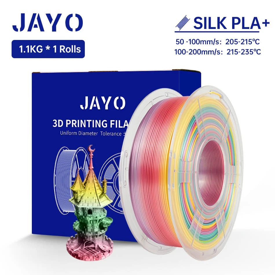 JAYO SILK PLA + Filament 1.75mm SILK PLA Plus Filament 1.1KG Smooth Silky Shiny Surface 3D Filament Fit For FDM Printers