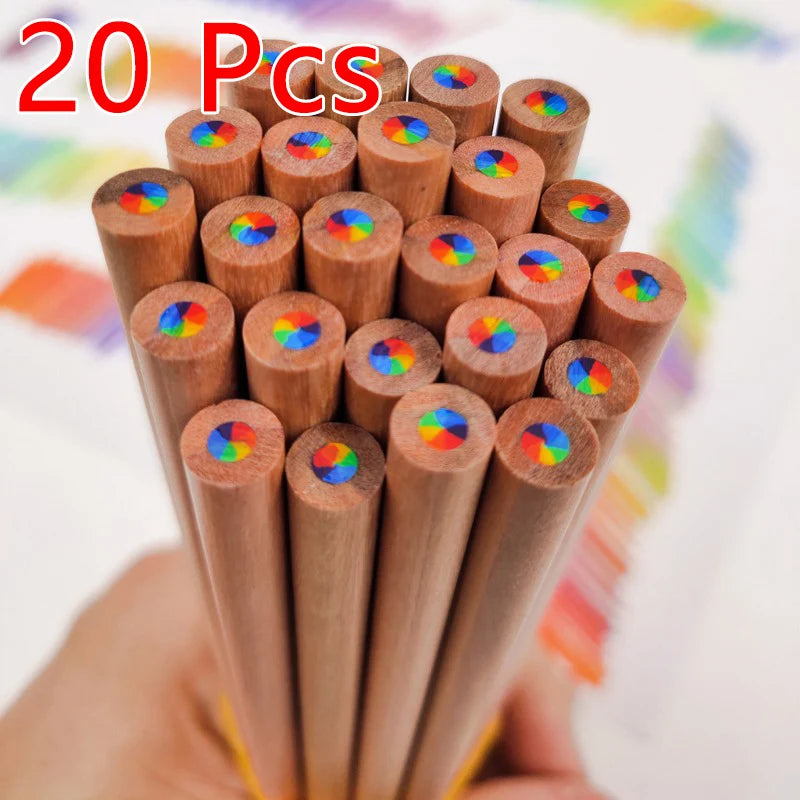 10/20PCS  7-Colour Black Wood Rainbow Core Coloured Pencils