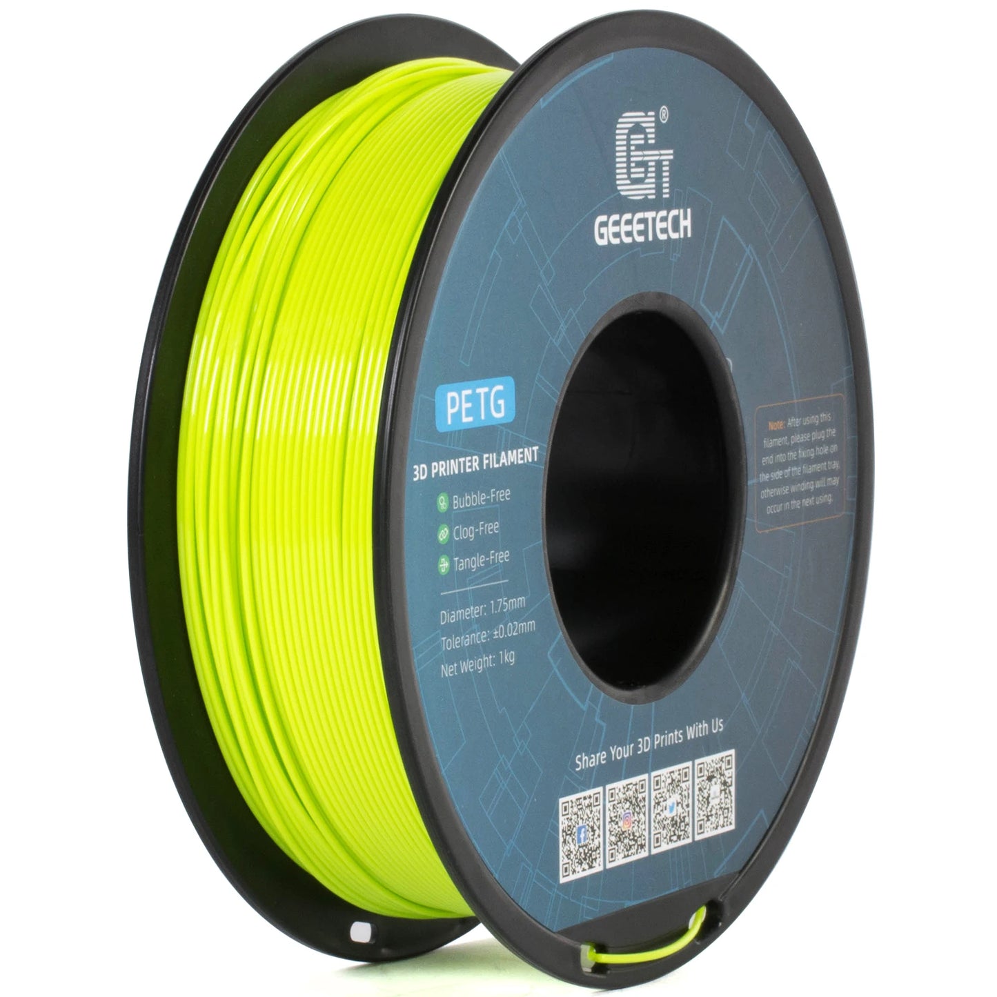 GEEETECH PETG Filament 1KG 1.75mm ±0.03mm For 3D Printer,1KG (2.2LBS) 3D Printing Fast Shipping,Vacuum packing, Tangle-Free