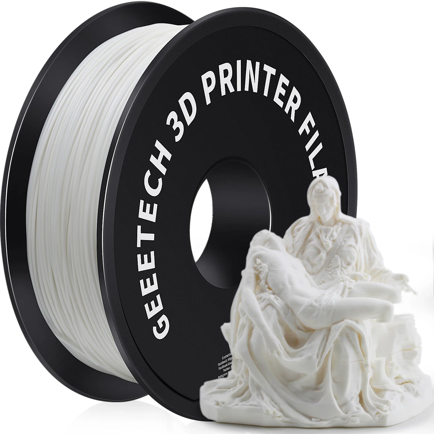 Geeetech ABS 3D Filament 1.75mm 1KG plastic, 3D Printer Material, Tangle-Free, Non-Toxic, Vacuum Packaging White Black
