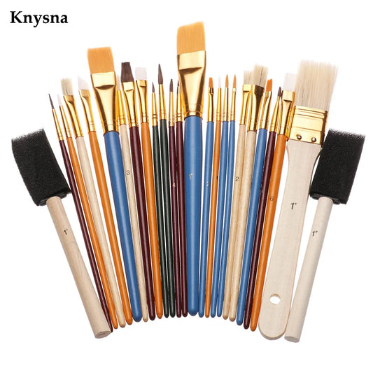 Knysna 25Pcs/Set Multifunctional Fine Hand Paint Brush Nylon Painting Brush Oil Acrylic Brush Watercolour Pen Art Supplies
