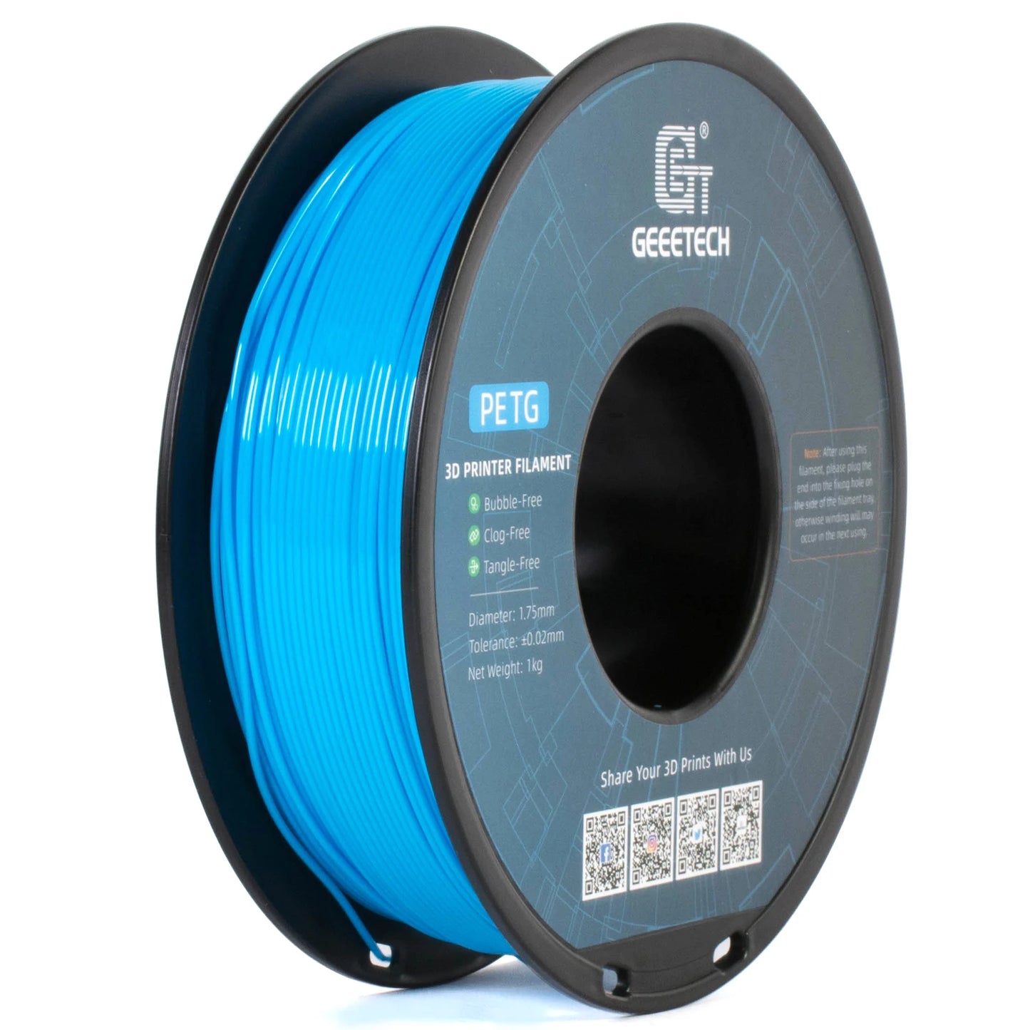 GEEETECH PETG Filament 1KG 1.75mm ±0.03mm For 3D Printer,1KG (2.2LBS) 3D Printing Fast Shipping,Vacuum packing, Tangle-Free