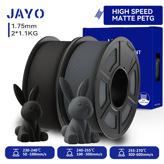 JAYO  High Speed Matte PETG 3D Filament 1.75mm 30mm/s - 600mm/s Print Range High Flow Speedy PETG 3D Printer Filament for 3D