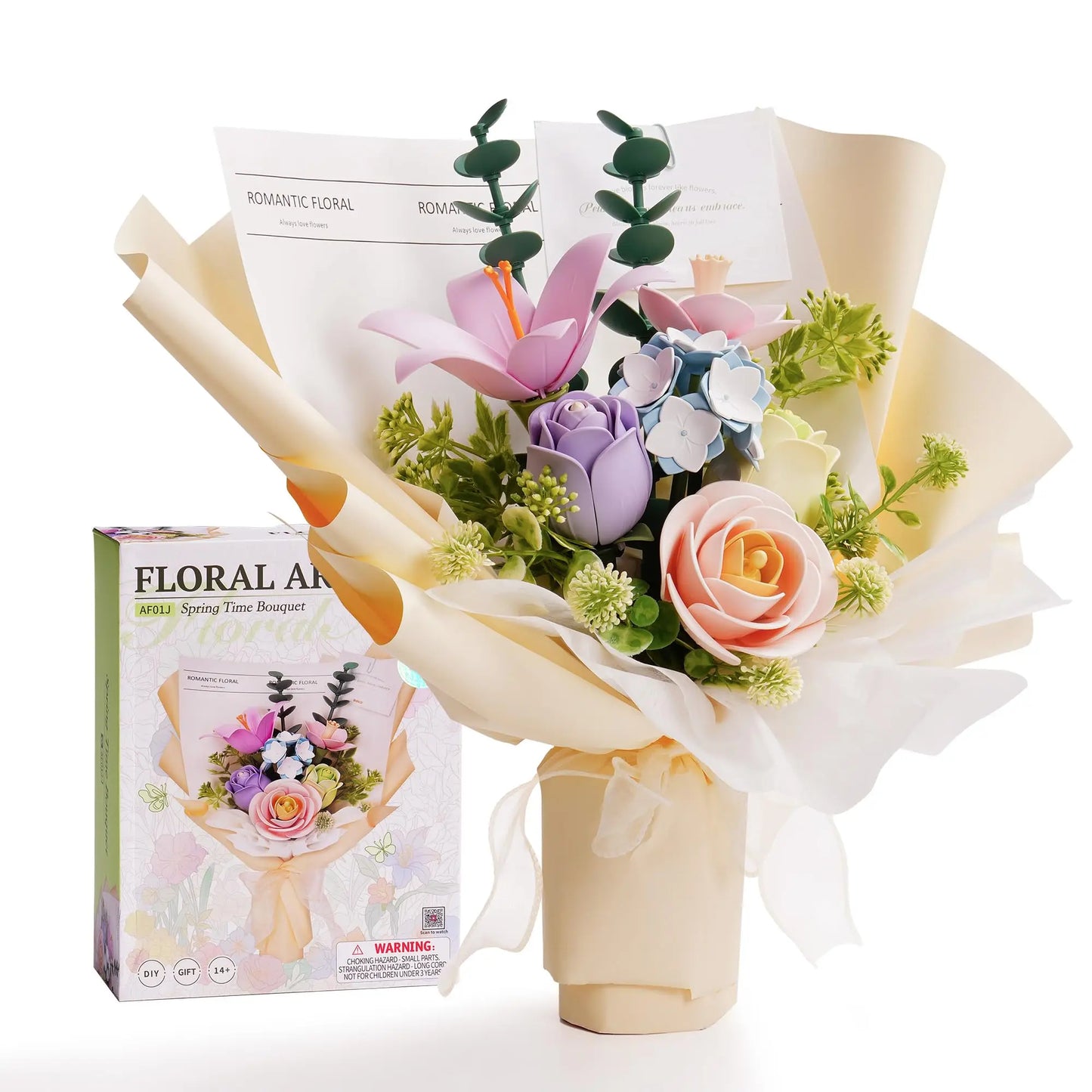 ROBOTIME 3D Puzzle Artificial Flowers,DIY Flowers Model Kit,Home Decoration Creative Gift for Adults&Kids (Spring Time Bouquet)