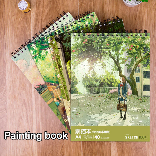 A4 Paper Art Sketch Book, Spiral Coil Book, Office And School Supplies, Drawing Notebook, Stationery,Return To School Season1pc
