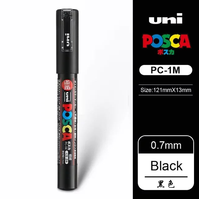 1PC UNI POSCA  White & Black & Red- Acrylic Marker Pen for POP Posters Graffiti/Ads,  PC-1M,3M,5M Art Supplies