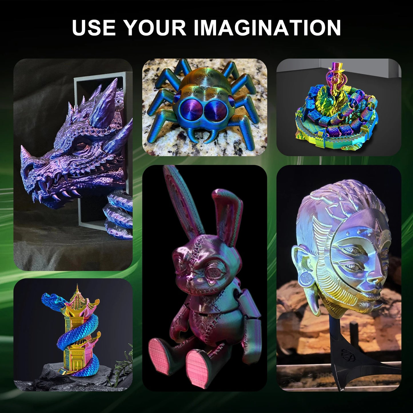 ERYONE 1/3/5KG Triple Colour Silk PLA Premium Filament 3D Print Big Sale,Multicolour Available,1kg silk pla triple colour filament