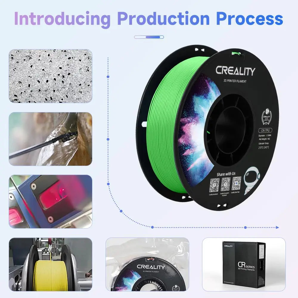 1KG Creality Flexible TPU 3D Printer Filament 3D Printing Material 1.75mm 95A Shore Hardness and Good Layer Bonding Performance