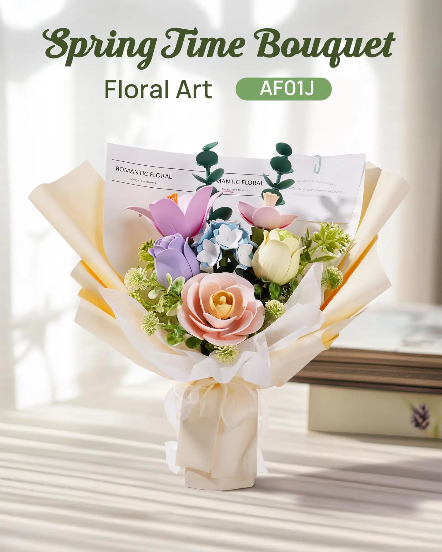 ROBOTIME 3D Puzzle Artificial Flowers,DIY Flowers Model Kit,Home Decoration Creative Gift for Adults&Kids (Spring Time Bouquet)