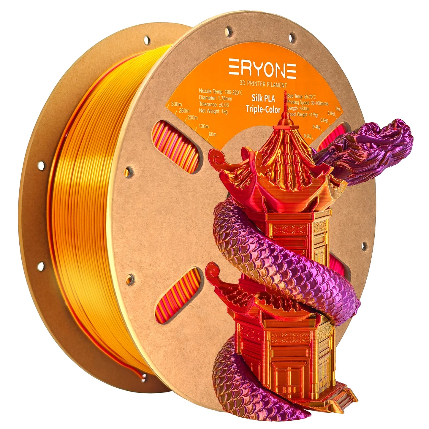 ERYONE 1/3/5KG Triple Colour Silk PLA Premium Filament 3D Print Big Sale,Multicolour Available,1kg silk pla triple colour filament