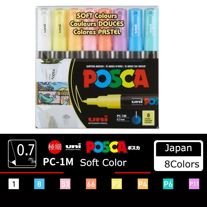 Posca Markers 1M Extra Fine Point, Acrylic Paint Art Marker Pens Set for Drawing Manga Graffiti Crafts DIY, Original Japan Gift