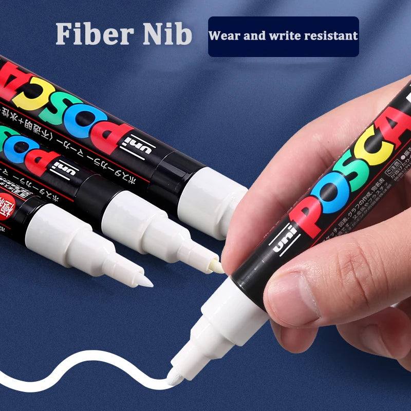 Uni Posca White Marker Pen,Acrylic rotulador permanente Waterproof POP Poster PC-1M 3M 5M graffiti markers Paint Pens Art Suppli