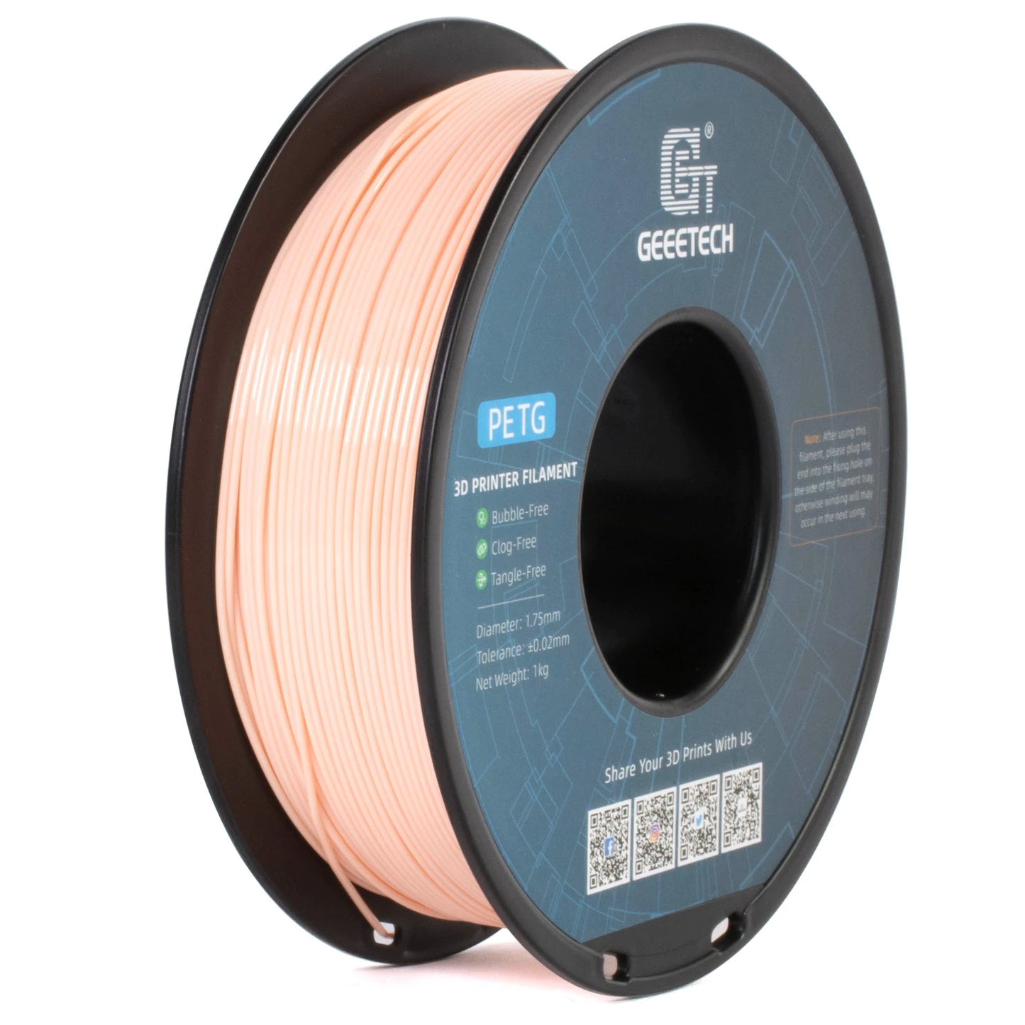 GEEETECH PETG Filament 1KG 1.75mm ±0.03mm For 3D Printer,1KG (2.2LBS) 3D Printing Fast Shipping,Vacuum packing, Tangle-Free