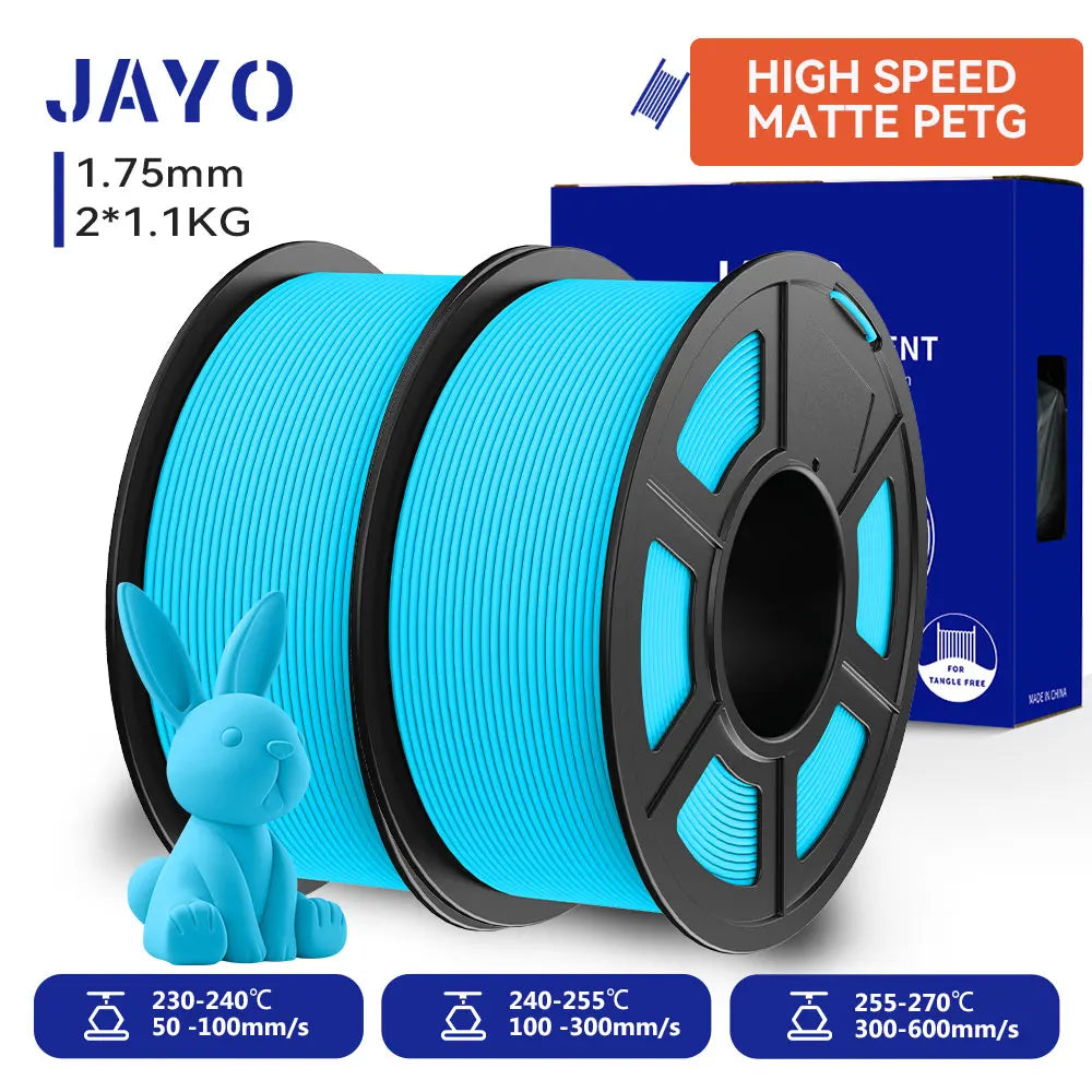 JAYO  High Speed Matte PETG 3D Filament 1.75mm 30mm/s - 600mm/s Print Range High Flow Speedy PETG 3D Printer Filament for 3D