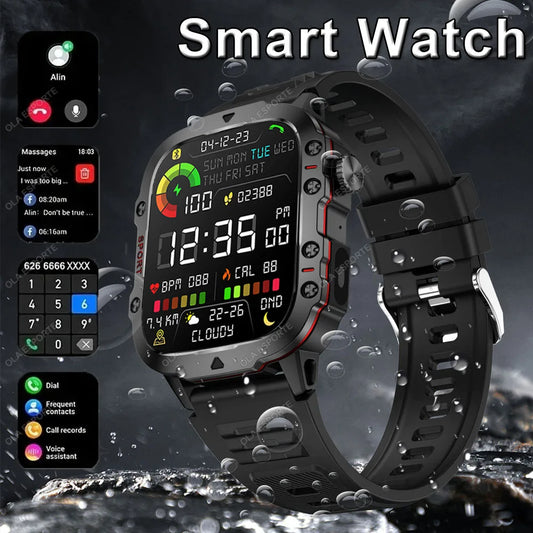 2025 Rugged Military GPS Smart Watch Men's Outdoor Watch 2.01" HD Touch Screen Voice Bluetooth Call Flashlight Smartwatch Men