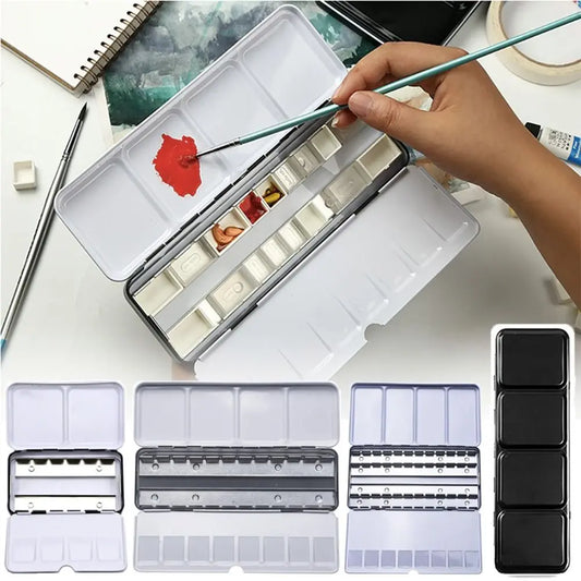 Art Supplies Creative Empty Paint Palette Watercolour Storage Case Pigment Box Grids Slots Painting Tools Drawing Supplies