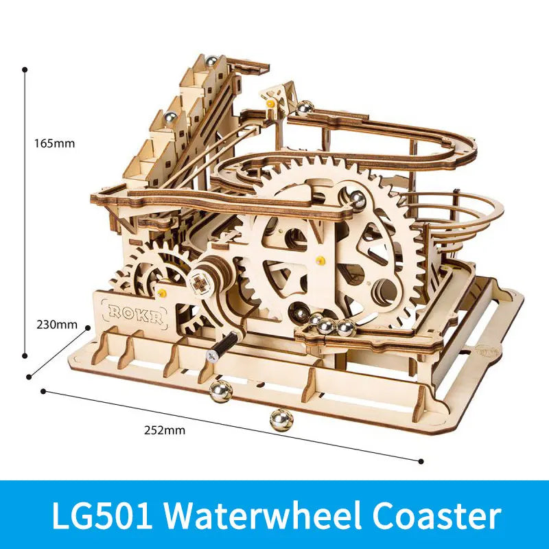 Robotime ROKR Marble Night City – 3D Wooden Puzzle Waterwheel Model | Gift for Kids & Teens