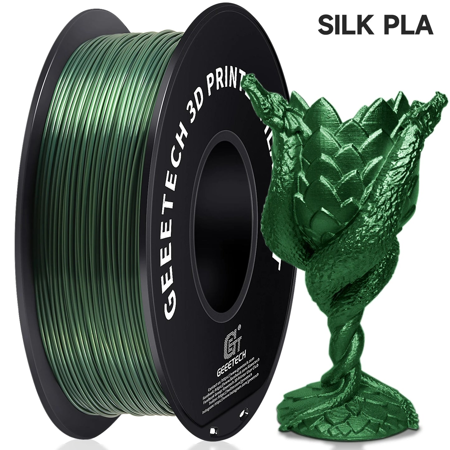 GEEETECH Silk PLA 3d Filament Wire 1kg 1.75mm Spool Wire 3D Printer Material 3D Print Refills, Fast Delivery Vacuum Package