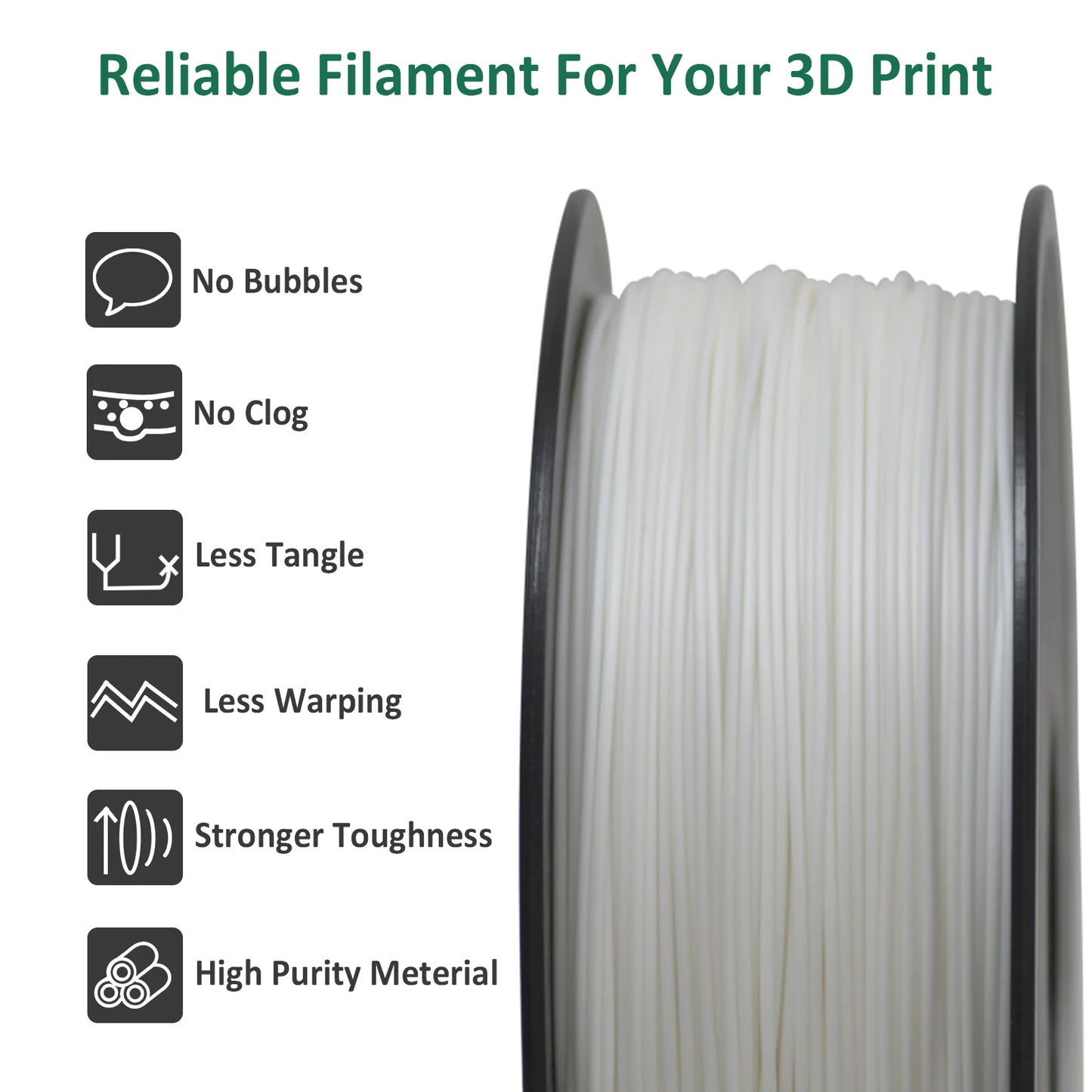 Geeetech ABS 3D Filament 1.75mm 1KG plastic, 3D Printer Material, Tangle-Free, Non-Toxic, Vacuum Packaging White Black