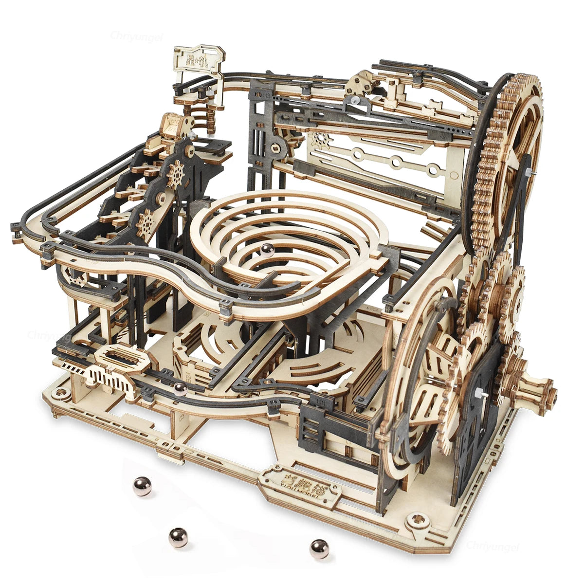 Chriyungel 3D Wooden Marble Run Puzzle DIY Building Model Kits Rolling Ball Track Brain Teaser Game Gift for Adults Teens Kids