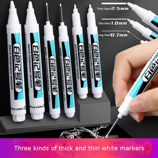 1/3Pcs 0.7/1.0/2.5MM White Permanent Marker Pens