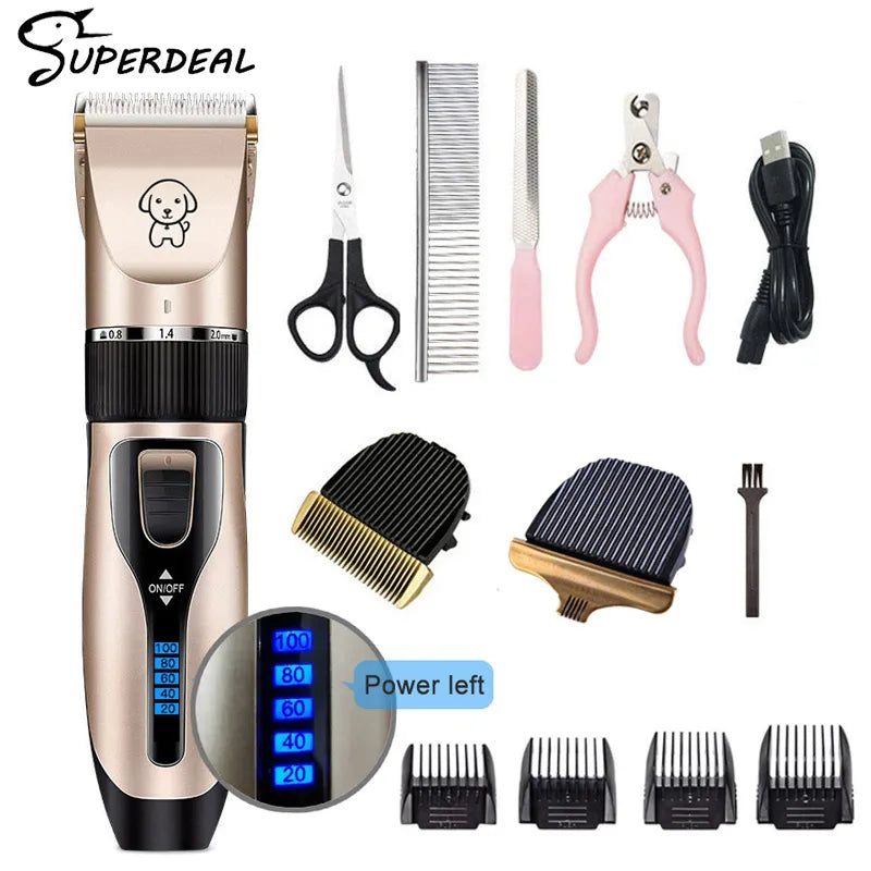 Dog Clipper Dog Hair Clippers Grooming (Pet/Cat/Dog/Rabbit) Haircut Trimmer Shaver Set Pets Cordless Rechargeable Professional