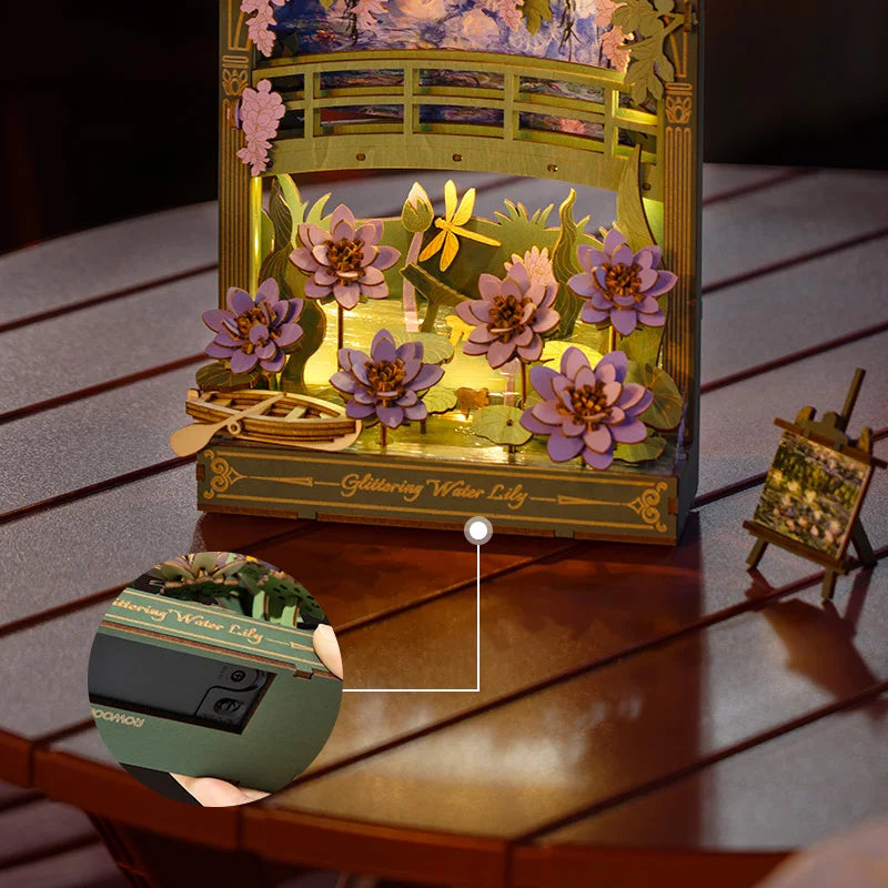 ROWOOD 3d Wooden Puzzle with LED Light Flower Model Kits Tabletop Display Wall Art Deco Puzzle Gifts for Adults Teens