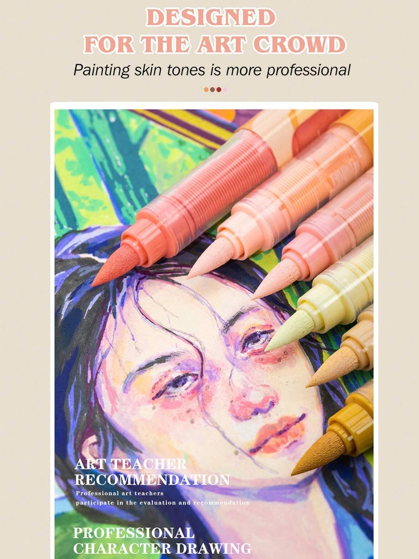 GuangNa 12-72 Colors Soft Brush Acrylic Marker Pen Set,Skin Tone, Macaron color,DIY Hand Drawn,Paint Art Markers pens,GN.8201F/M