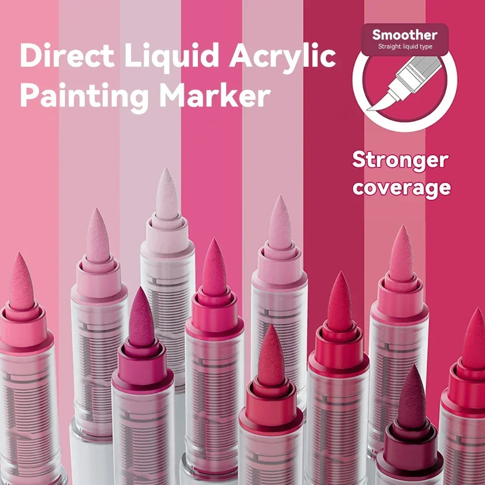 9pcs/Box Mix Colour Acrylic Markers Set Art Rock Painting Pens Kids Gift Graffiti For Stone Glass Book Shoes DIY Craft Supplies