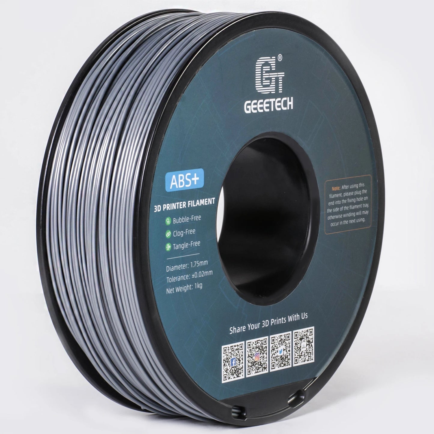 Geeetech ABS 3D Filament 1.75mm 1KG plastic, 3D Printer Material, Tangle-Free, Non-Toxic, Vacuum Packaging White Black