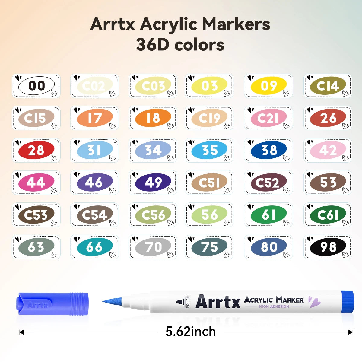Arrtx 36 Colours Acrylic Marker for Rock Painting, Extra Brush Tip Paint Markers, Art Supplies, Fabric Paint, Fabric Markers