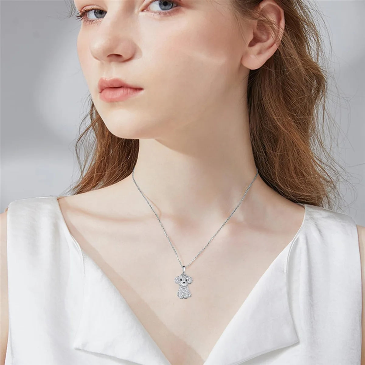 Creative Cute Maltese Pendant Necklace Fashion Pet Dog Jewelry Accessories Women's Pet Puppy Decoration Birthday Memorial Gifts