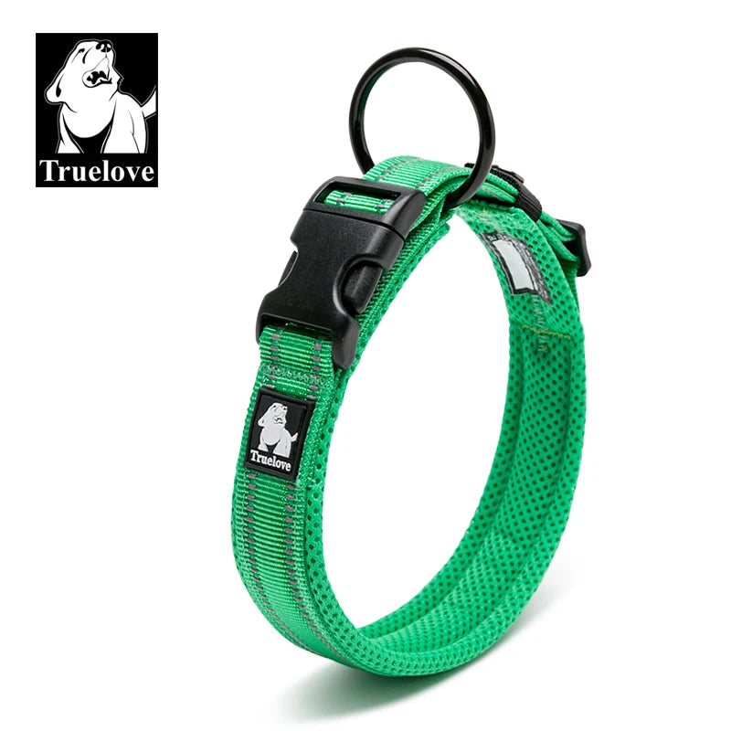 Truelove Adjustable Mesh Padded Pet Dog Collar 3M Reflective Nylon Dog Collar Durable Heavy Duty for all Breed Weather TLC5011