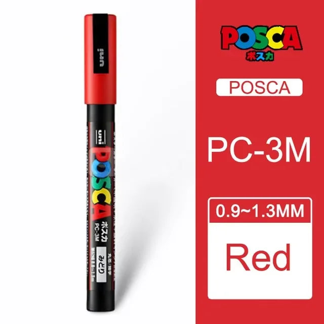 1PC UNI POSCA  White & Black & Red- Acrylic Marker Pen for POP Posters Graffiti/Ads,  PC-1M,3M,5M Art Supplies