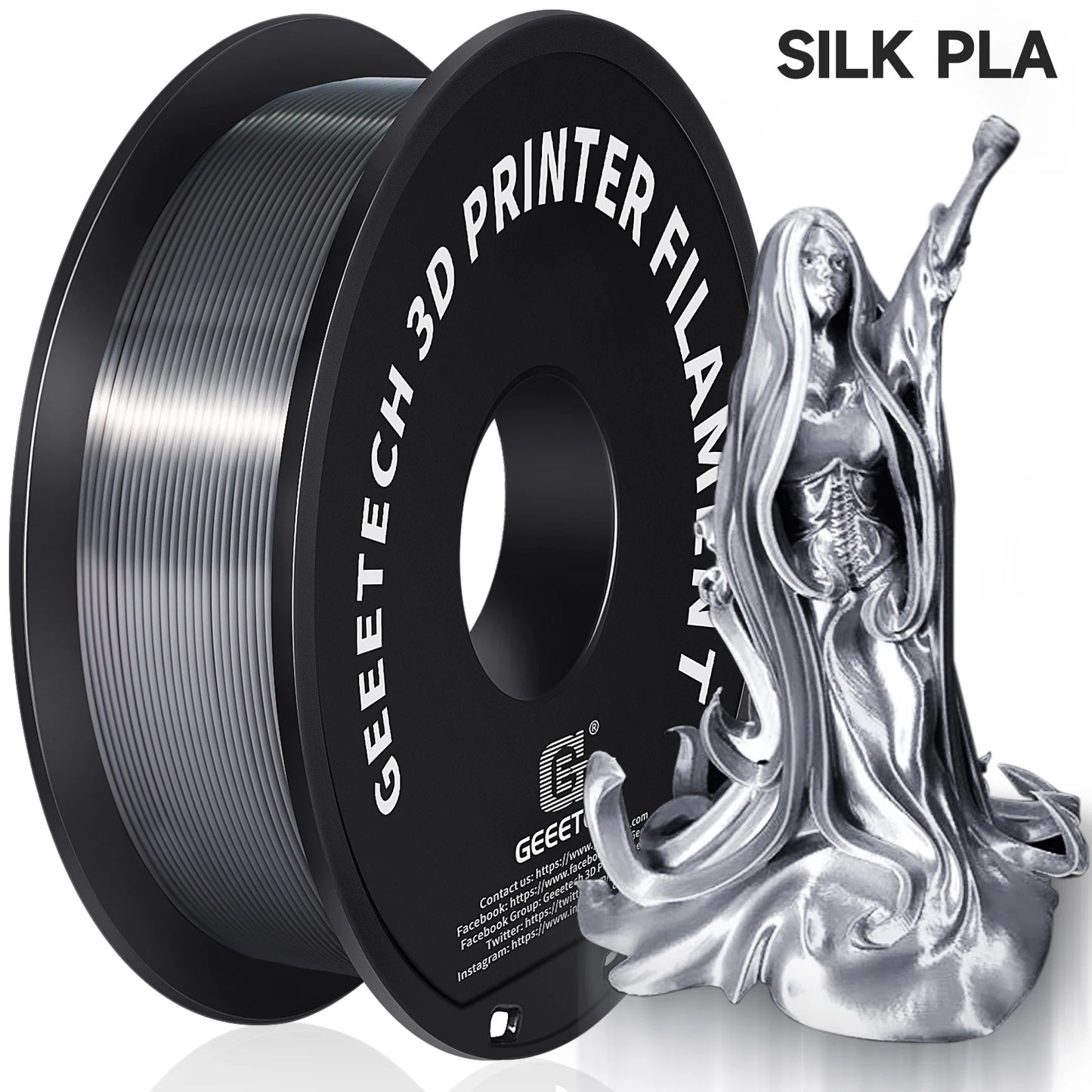 GEEETECH Silk PLA 3d Filament Wire 1kg 1.75mm Spool Wire 3D Printer Material 3D Print Refills, Fast Delivery Vacuum Package