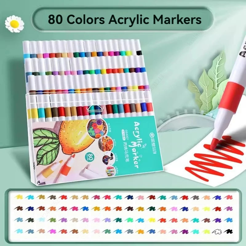 12-80 Colour Set Acrylic Paint Art Marker Pen