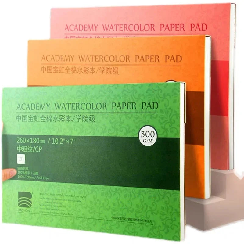 100% Cotton Watercolour Paper Sealing Pad 32K 16K 8K 20Sheets 300gsm/200gsm Water Colour Drawing Painting Book Sketchbook Art Supp