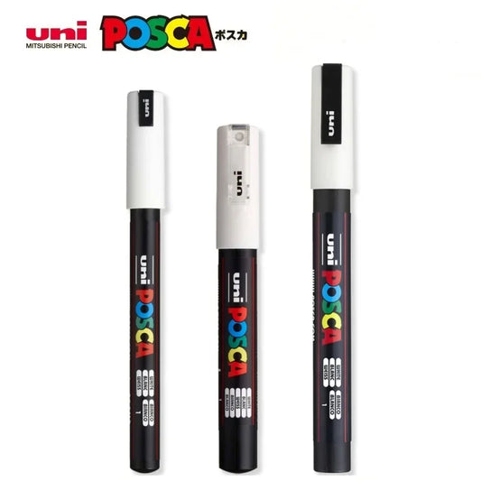 1PC UNI POSCA  White & Black & Red- Acrylic Marker Pen for POP Posters Graffiti/Ads,  PC-1M,3M,5M Art Supplies