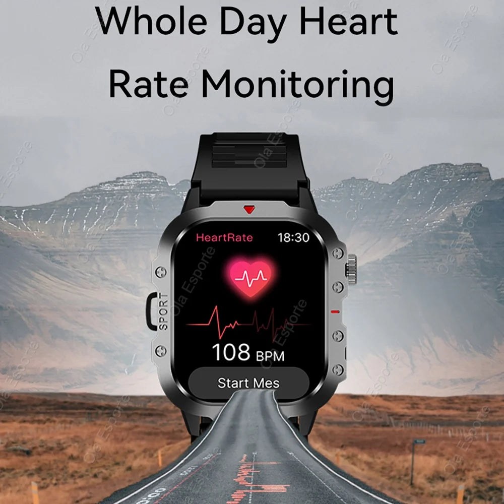 2025 Rugged Military GPS Smart Watch Men's Outdoor Watch 2.01" HD Touch Screen Voice Bluetooth Call Flashlight Smartwatch Men