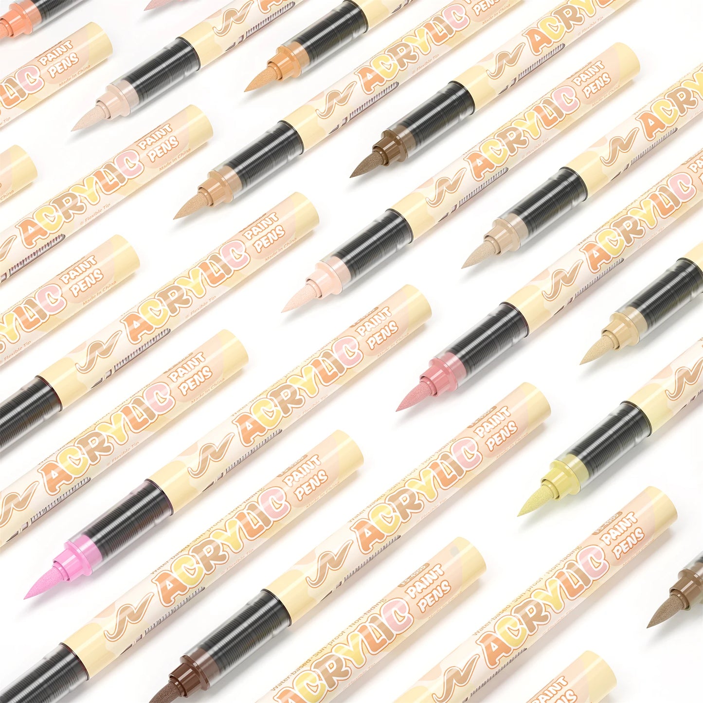 Skin Tones Art Markers,Soft Brush Tip Acrylic Paint Pens,Quick-Drying Waterproof for Sketching,Wood,Glass,Fabric,Rocks Painting