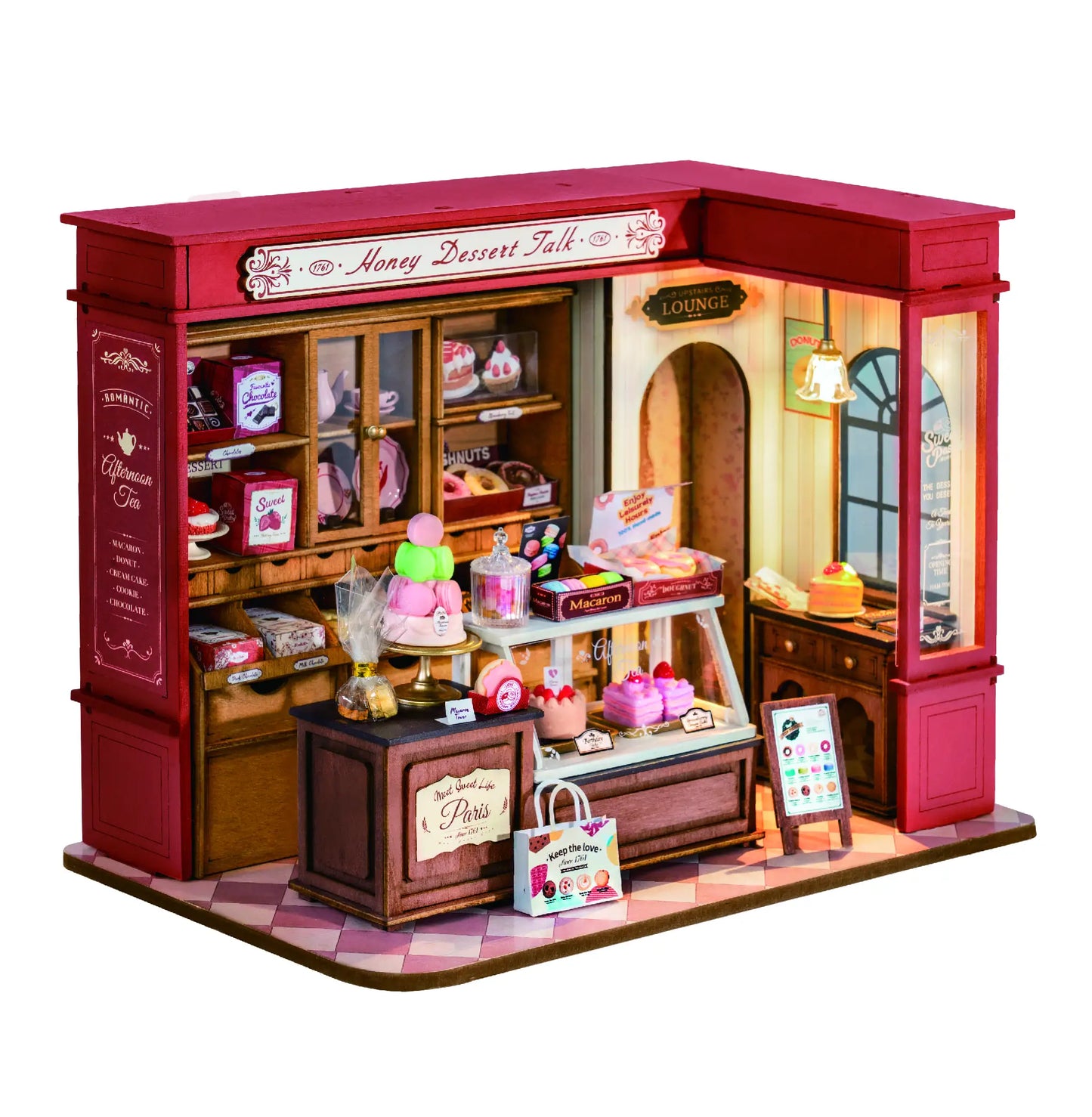 Robotime Rolife Honey Dessert Talk Miniature Dollhouse Wooden House Toy Set for Girls Beautiful Home Decor 3D Puzzle Kit