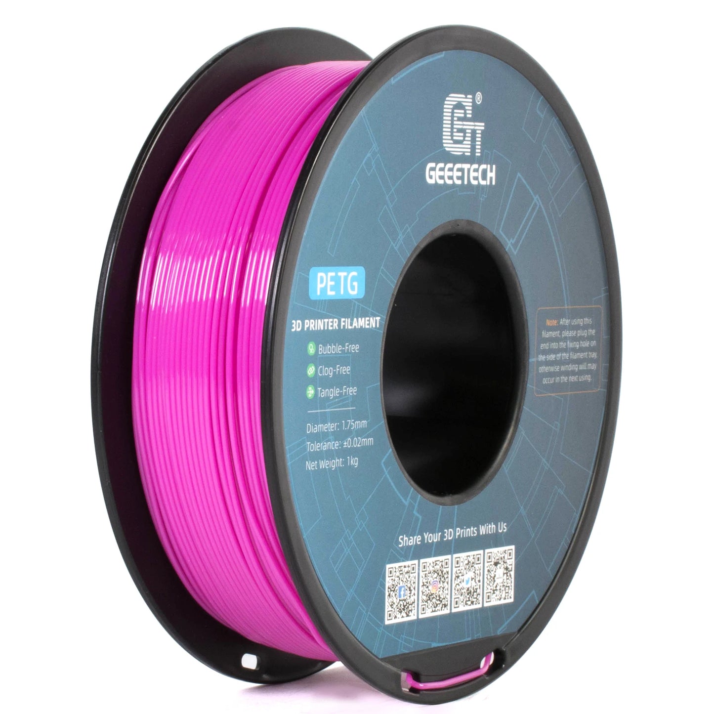 GEEETECH PETG Filament 1KG 1.75mm ±0.03mm For 3D Printer,1KG (2.2LBS) 3D Printing Fast Shipping,Vacuum packing, Tangle-Free