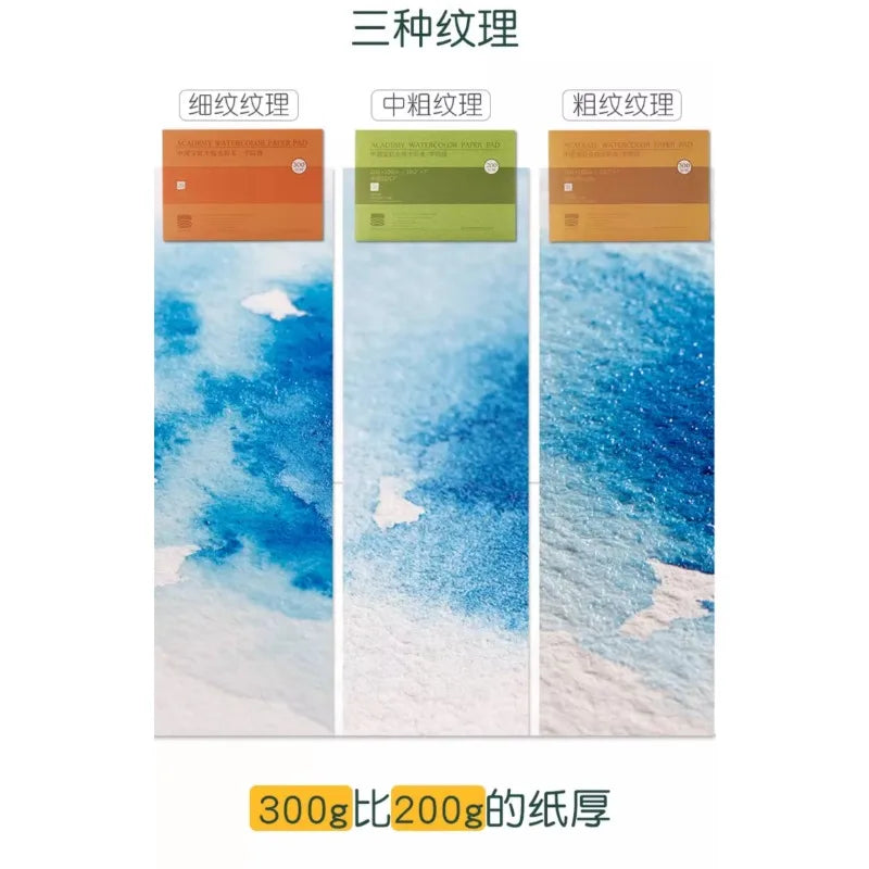 20 Sheets Baohong 300g Watercolour Sketchbook 100% Cotton Natural White Large 14.9x5.1 inch Landscape Water Colour Paper Block