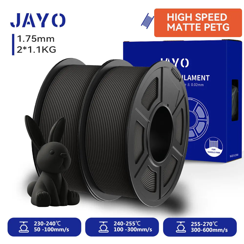 JAYO  High Speed Matte PETG 3D Filament 1.75mm 30mm/s - 600mm/s Print Range High Flow Speedy PETG 3D Printer Filament for 3D