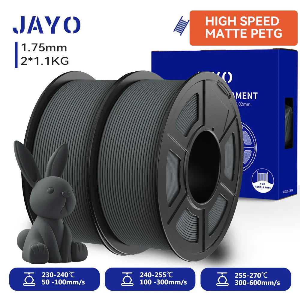 JAYO  High Speed Matte PETG 3D Filament 1.75mm 30mm/s - 600mm/s Print Range High Flow Speedy PETG 3D Printer Filament for 3D