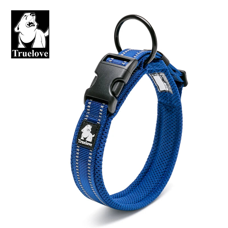 Truelove Adjustable Mesh Padded Pet Dog Collar 3M Reflective Nylon Dog Collar Durable Heavy Duty for all Breed Weather TLC5011