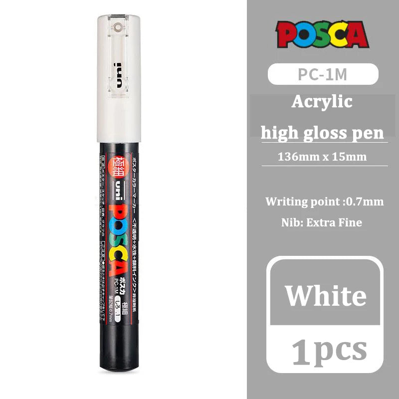 Uni Posca White Marker Pen,Acrylic rotulador permanente Waterproof POP Poster PC-1M 3M 5M graffiti markers Paint Pens Art Suppli