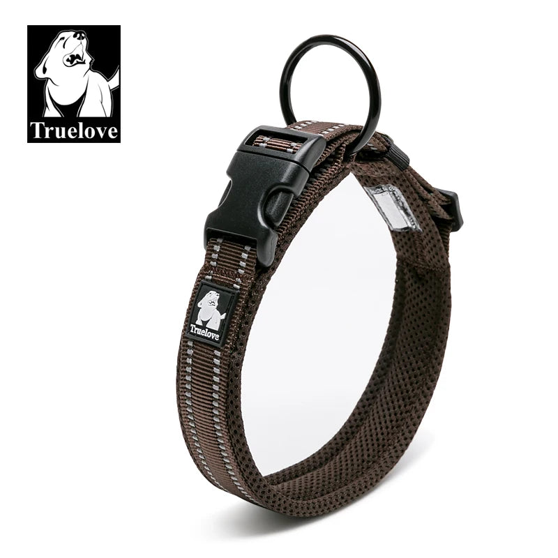 Truelove Adjustable Mesh Padded Pet Dog Collar 3M Reflective Nylon Dog Collar Durable Heavy Duty for all Breed Weather TLC5011